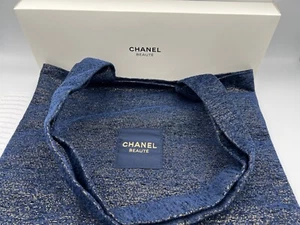 Authentic CHANEL Beaute Blue Navy Tote Bag 13"x 17" 2023 Holiday Limited NEW BOX - Picture 1 of 5
