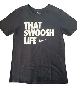 Nike Shirt Mens Medium Black Short Sleeve That Swoosh Life Athletic Cut - Picture 1 of 5