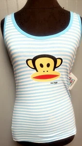 Paul Frank Blue Striped Tank Top Womens Cute Monkey Small NWT New Free Shipping - Picture 1 of 5