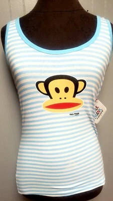 Camiseta sin mangas Paul Frank azul a rayas para mujer linda mono mediana nueva con etiquetas envío gratuito Foto 1 de 4
