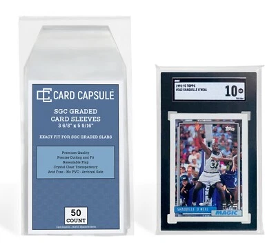Card Capsule 50 Count Exact Fit for SGC Graded Slabs Resealable Sleeves Bags