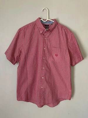 NUEVA Camisa Chaps Manga Corta Buttondown Roja/Blanca Cuadros Para Hombres L Nueva Sin Etiquetas Lauren  Foto 1 de 3
