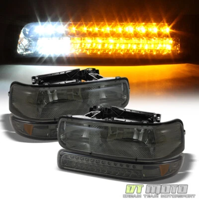 Smoke 99-02 Chevy Silverado 00-06 Suburban Headlights w/ LED Bumper Signal Lamps - Image 1 of 4