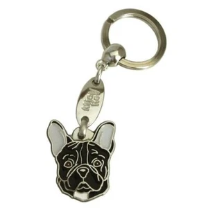 Französische Bulldogge Hund Schlüsselanhänger, personalisiert, graviert, handgefertigt, Charm - Bild 1 von 12