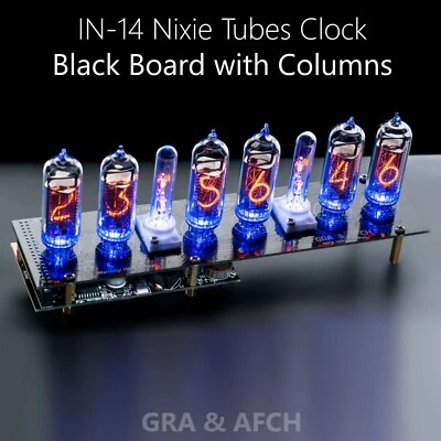 IN-14 NIXIE TUBES CLOCK [TUBES COLUMNS T SENSOR] 12/24H SLOTMACHINE BLACK BOARD - Image 1 of 4