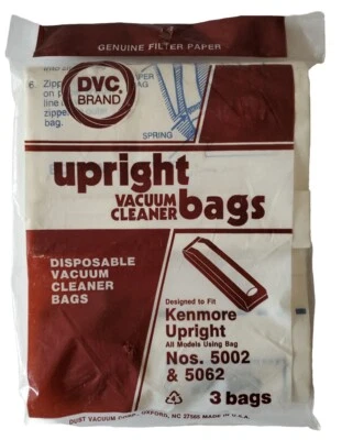 For Kenmore Upright Vacuum Cleaner Bags 3 Count 5002 5062 DVC - Image 1 of 4