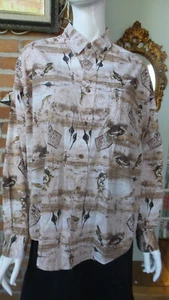 Shirt Long Sleeved Men's by Munsingwear Fishing print Cotton Sz Large - Picture 1 of 11