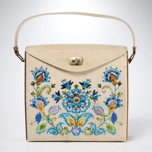 Vintage MCM Perlen Pailletten Box Tasche Handtasche Town and Country Enid Collins 50er 60er - Bild 1 von 6