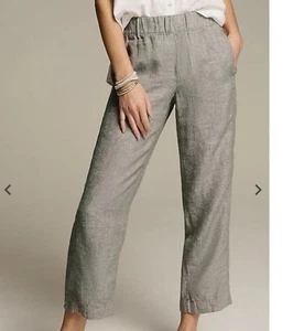 J. Jill PureJill Linen Cropped Pants M Petite Olive Sea Salt Pockets Pull On - Picture 1 of 11