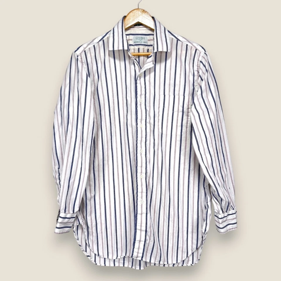 VTG Gitman Bros Dress Shirt Men 15.5 33 White Blue Pink Striped Cotton USA Made - Image 1 of 4