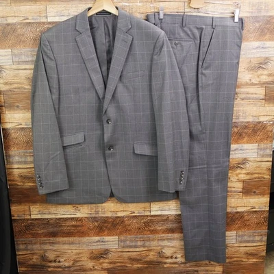 Perry Ellis Portfolio Mens Suit Size 44L Gray Plaid - Image 1 of 4
