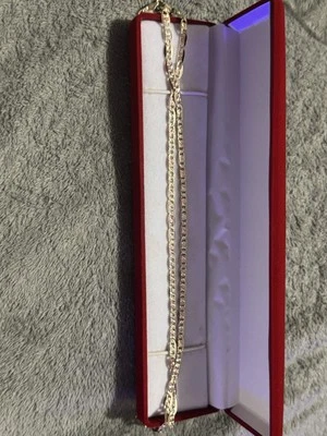 Cadena Valentino Ancla Plana Oro Sólido 10K Tri Color Real Hombres Mujeres 5MM Foto 1 de 4