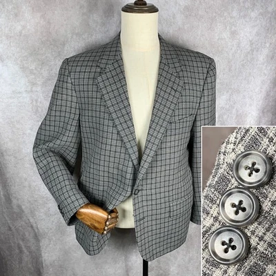 Corneliani Blazer Jacket Men 42S Gray Plaid Check Sport Coat Wool Italy Made - Image 1 of 4