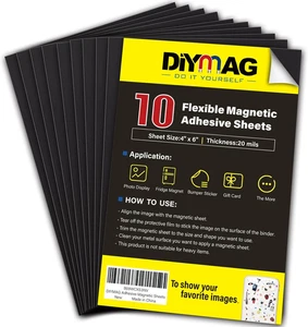 DIYMAG Hojas Adhesivas Magnéticas, Paquete de 10 Imanes Cortables Flexibles 4" X 6" - Imagen 1 de 12