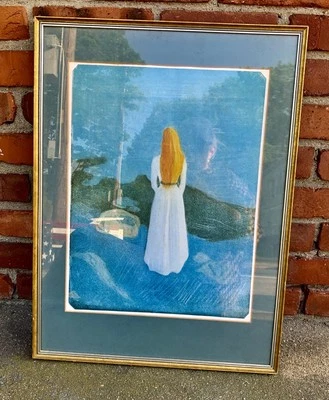 Pintura icónica de Edvard Munch “Niña joven en un embarcadero” Prof. Estampado mate/enmarcado Foto 1 de 4