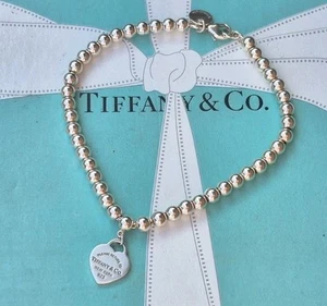 Authentisches Tiffany & Co Mini Herz Anhänger Perlenarmband. UVP 275£ - Bild 1 von 9