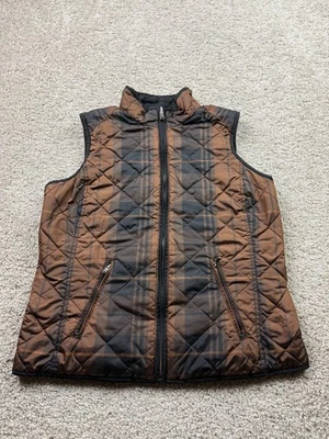 Ralph Lauren Chaleco Mujer Mediano Pequeño Marrón Negro Acolchado Reversible Western Foto 1 de 4