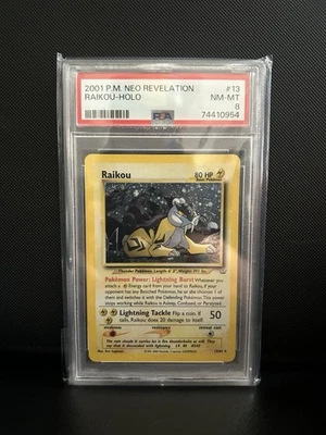 Pokémon TCG Raikou Holo Rare Vintage Neo Revelation Card 13/64 Unlimited PSA 8 - Image 1 of 2