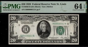 1928 $20 FRN H00000012A P.M.G #64EPQ - Picture 1 of 3
