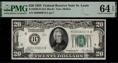 1928 $20 FRN H00000012A P.M.G #64EPQ - Image 1 of 3