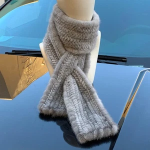 170 cm Damen doppelseitiger echter Nerz Pelz Schal Strickschals warm Halskragen - Bild 1 von 13