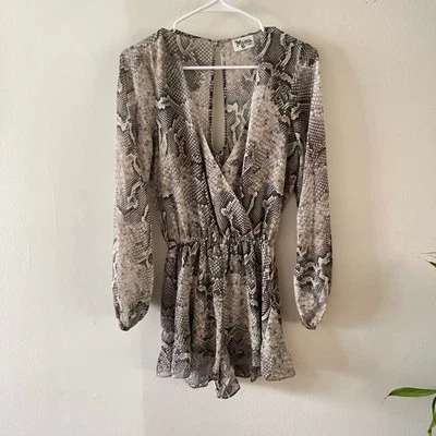 Mameluco envolvente de piel de serpiente rocosa Show Me Your MuMu para mujer X-pequeño lindo sexy boho chic Foto 1 de 4