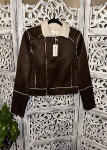 Women’s Brown With Fur Short Coat Large - Picture 1 of 4