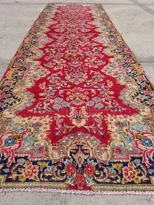 Largo corredor multicolor de lana oriental tradicional hecho a mano 330x97cms - Imagen 1 de 12