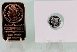 Silver & Copper Art Bar & Coin * Two-Piece Morgan Dollar Set * Fine .999 Bullion - Picture 1 of 3