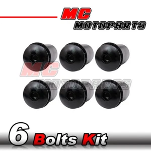 6pcs Black Windscreen Bolts Wellnuts Set For Yamaha FZ6-R 2009-2013 12 11 10 - Picture 1 of 1