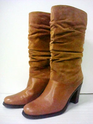 SUEDE & LEATHER SLOUCH BOOTS BY MARKON SIZE 8M - Image 1 of 4