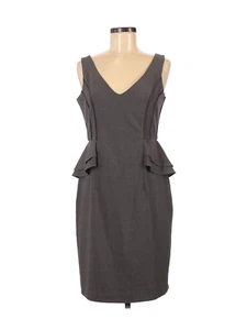 New York & Company Sz 6 Peplum Sheath Dress Gray Sleeveless V Neck Career - Picture 1 of 3