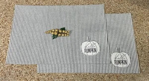 Artisan De Luxe 13x 19 Grey Striped Embroidered ‘Hello Pumpkin’ Placemats (2) - Picture 1 of 4