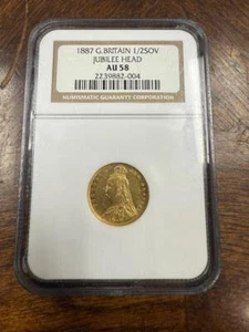 1887 G. Britain 1/2OV Jubilee Head NCG AU 58 - Picture 1 of 4