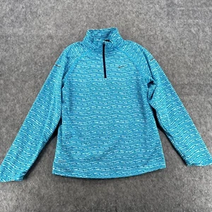 Nike Womens Long Sleeve Running Shirt Blue Athletic Zip Dri Fit XL - Picture 1 of 13