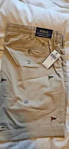 NUEVO CON ETIQUETAS Estilo Vintage Ralph Lauren Polo Bandera Náutica Pantalones Cortos 42 Chino Gráfico Preppy - Imagen 1 de 17