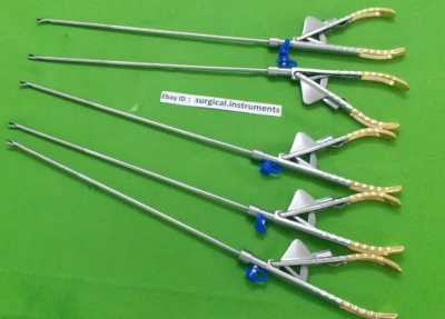 Soporte de aguja laparoscópico 5 piezas mandíbula curva y mandíbula recta 5 mm x 330 mm instrumentos Foto 1 de 4