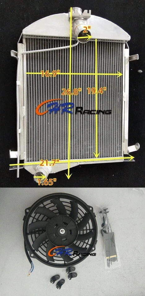 Aluminum Radiator+FAN For 1928 1929 Ford Model A MANUAL - Изображение 1 из 4