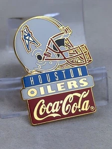 1993 HOUSTON OILERS & COCA-COLA NFLP by Peter David Lapel Pin in GIFT BOX - RARE - Picture 1 of 5