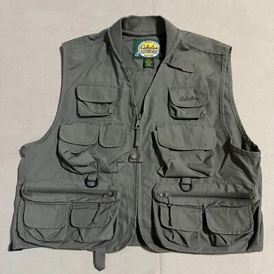 Cabelas Safari Vest Mens Med Safari Green Outdoor Vented Camping Fishing - Image 1 of 4