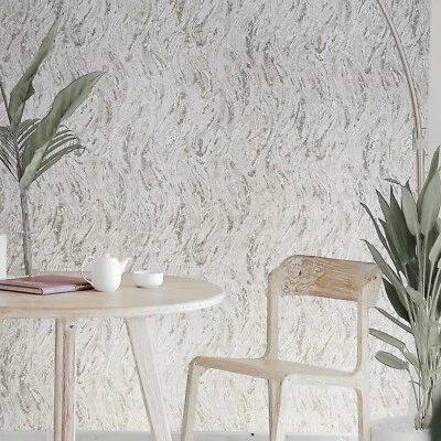 Embossed Textured Wallpaper cream tan brown faux plaster wave stroke textures 3D - Image 1 of 4