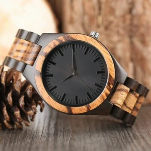NEW Stylish Minimalist Bamboo Wood Wrist Watch - Casual Wooden Watches For Men - Picture 1 of 17