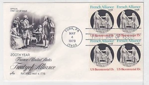 TurtlesTradingPost- French Alliance 1978 #1753 FDC Artcraft Cachet- Block of 4 - Picture 1 of 1