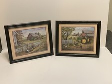 Lot Of (2) 11x9 John Deere Marilyn Rae Prints “little Girl Mailbox”, Great