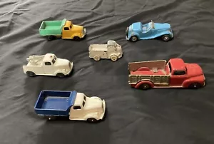 3 Tootsie Toy Trucks, 1 Barclay Milk Truck, 2 Hubley 1 truck, 1 car - Picture 1 of 19
