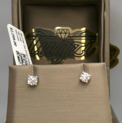 ⭐SOLID 14K White GOLD-ALMOST 1/2CTTW NATURAL Diamond STUD Earrings $2300-NOT LAB - Image 1 of 4