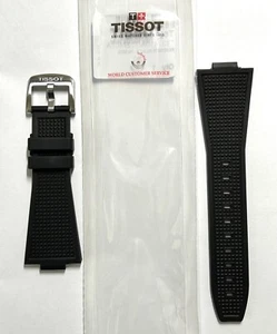 Original Tissot PRX T137407A / T137410A Black Rubber Watch Band Strap with Pins - Picture 1 of 4