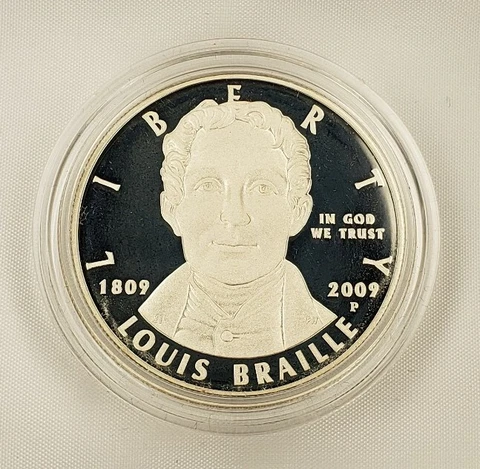 2009 P $1 Louis Braille Commemorative Silver Dollar - PF - C0155 - STOCK Cover
