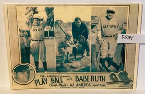 EARLY BABE RUTH JUGAR BÉISBOL TODOS LOS CARRETES DEPORTIVOS AMERICANOS PUBLICIDAD NUEVA POSTAL - Imagen 1 de 1