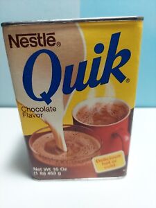 Vintage Nestle Quik Chocolate 16 oz Empty Tin Container Quicky Bunny Cartoon